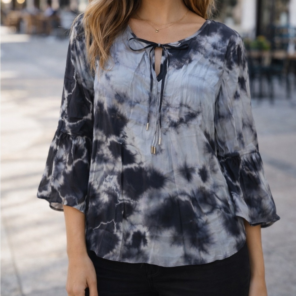 Lauren Vidal Tie-Dye Long Sleeve Blouse Size Medium 51942